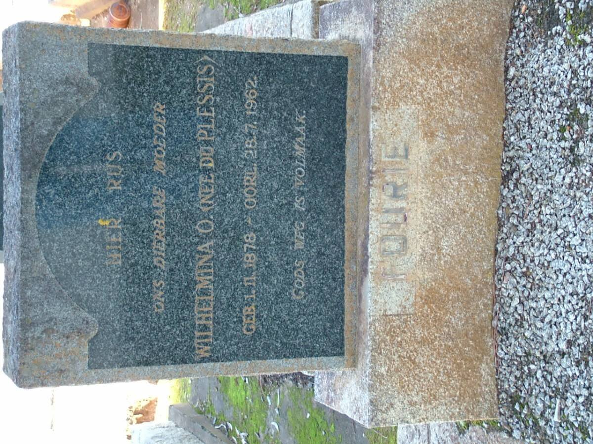 FOURIE Wilhelmina O. nee DU PLESSIS 1878-1962