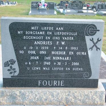 FOURIE Andries F.W. 1939-1983 &amp; Joan MINNAAR 1940-2000