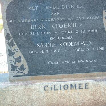 GILIOMEE Dirk 1895-1958 &amp; Sannie ODENDAL 1897-1981