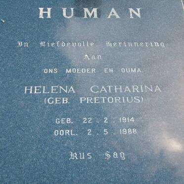 HUMAN Helena Catharina nee PRETORIUS 1914-1988