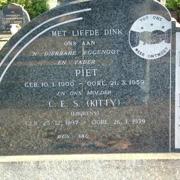 KIES Piet 1900-1959 &amp; C.E.S. LOURENS 1897-1979