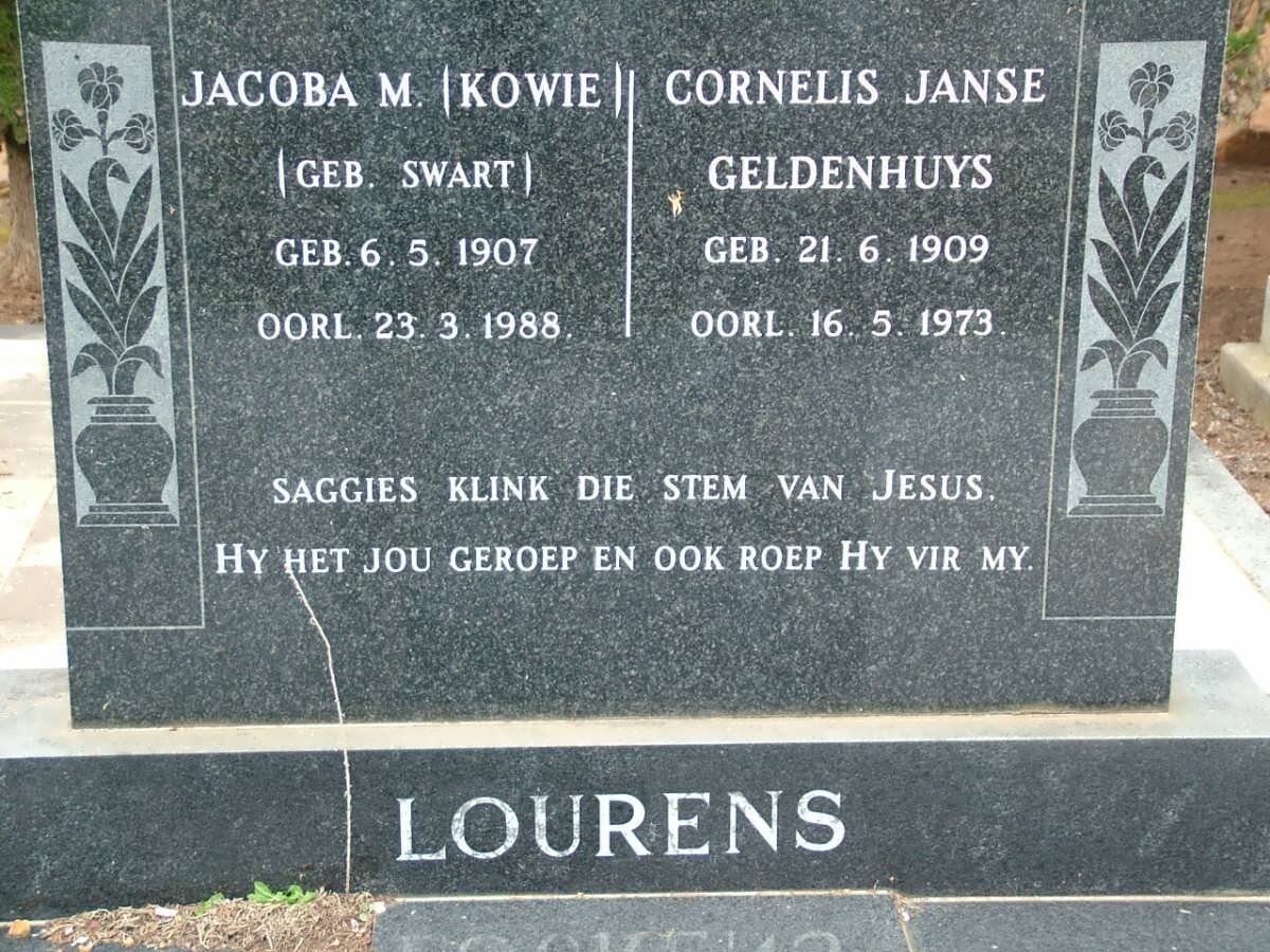 LOURENS Cornelis Janse Geldenhuys 1909-1973 &amp; Jacoba M. SWART 1907-1988
