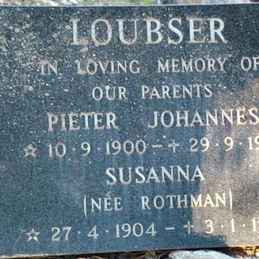 LOUBSER Pieter Johannes 1900-1976 &amp; Susanna ROTHMAN 1904-1992