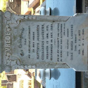 LOURENS Matthys Johannes Gerhardus 1871-1928 &amp; Dina Maria SWART 1873-1965