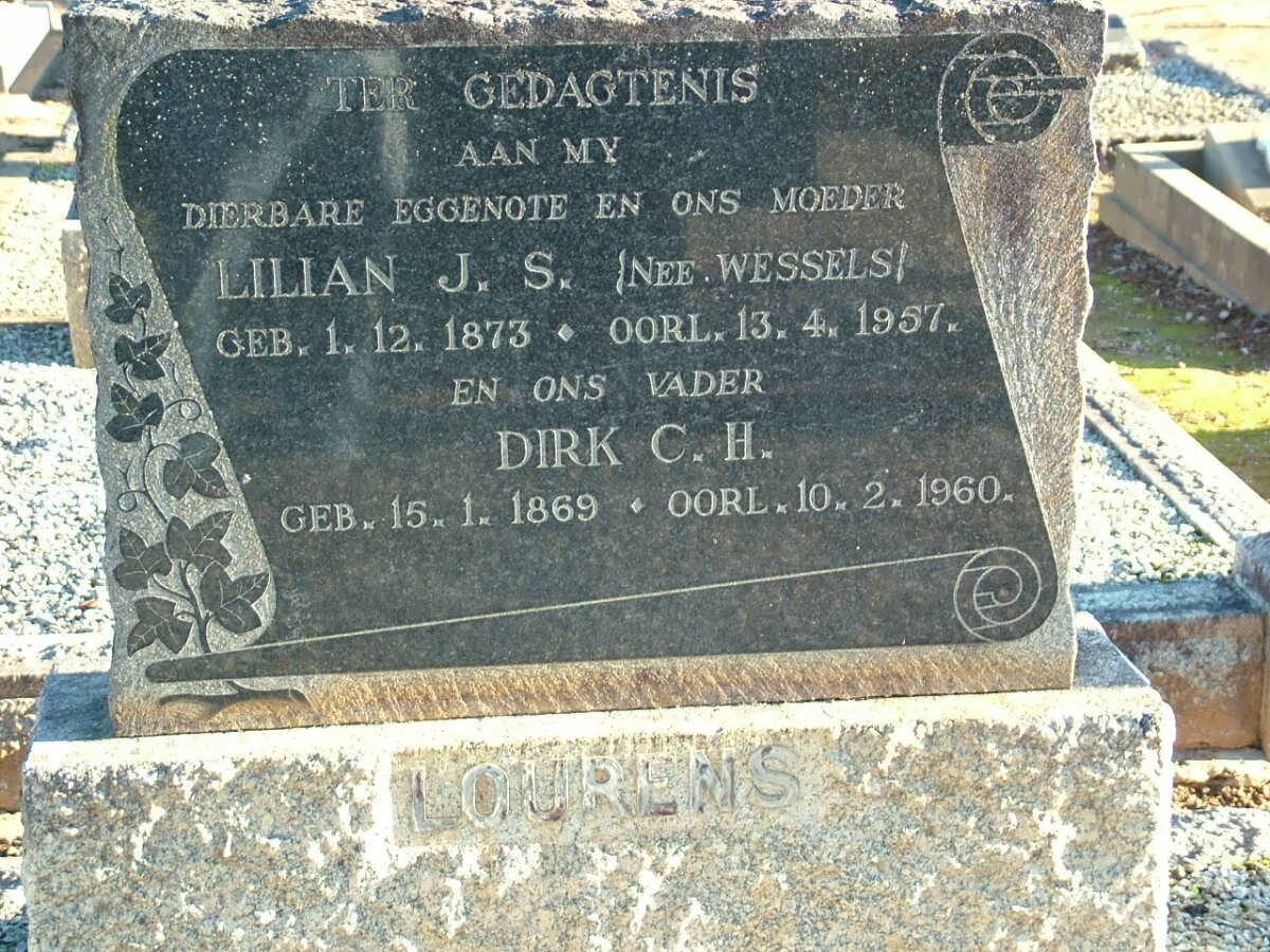 LOURENS Dirk C.H. 1869-1960 &amp; Lilian J.S. WESSELS 1873-1957