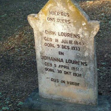 LOURENS Dirk 1843-1933 &amp; Johanna 1851-1938