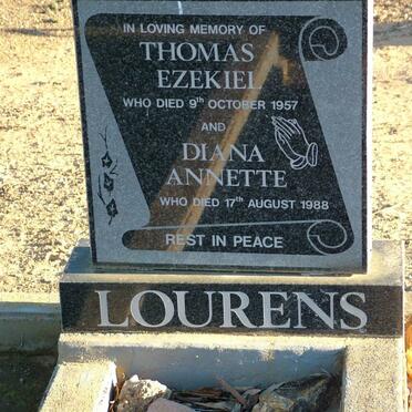 LOURENS Thomas Ezekiel -1957 &amp; Diana Annette -1988