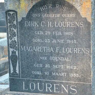LOURENS Dirk C.H. 1868-1945 &amp; Magaretha F. ODENDAL 1862-1955