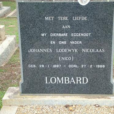 LOMBARD Johannes Lodewyk Nicolaas 1897-1966