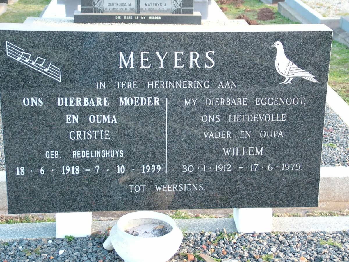 MEYERS Willem 1912-1979 &amp; Cristie REDELINGHUYS 1918-1999