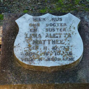 MATTHEE Lena Aletta 1933-1936