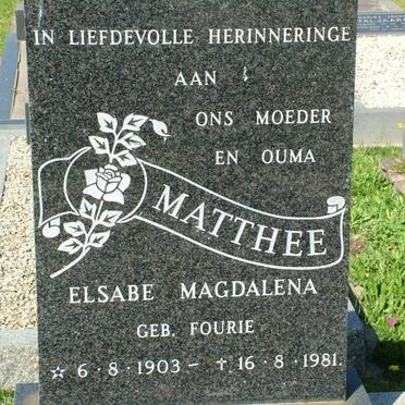 MATTHEE Elsabe Magdalena nee FOURIE 1903-1981