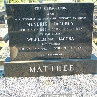 MATTHEE Hendrik Jacobus 1888-1957 &amp; Wilhelmina Jacoba VILJOEN 1902-1982
