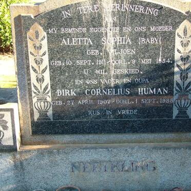NEETHLING Dirk Cornelius Human 1907-1988 &amp; Aletta Sophia VILJOEN 1911-1954