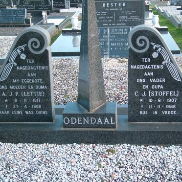 ODENDAAL C.J. 1907-1986 &amp; A.J.P. 1917-1986