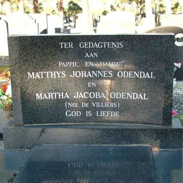 ODENDAL Matthys Johannes &amp; Martha Jacoba DE VILLIERS