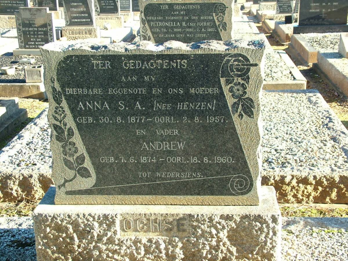 OCHSE Andrew 1874-1960 &amp; Anna S.A. HENZEN 1877-1957