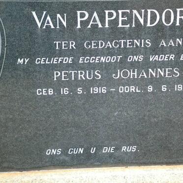 PAPENDORP Petrus Johannes, van 1916-1971