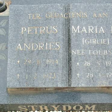 STRYDOM Petrus Andries 1914-1973 &amp; Maria M. LOUBSER 1912-1991
