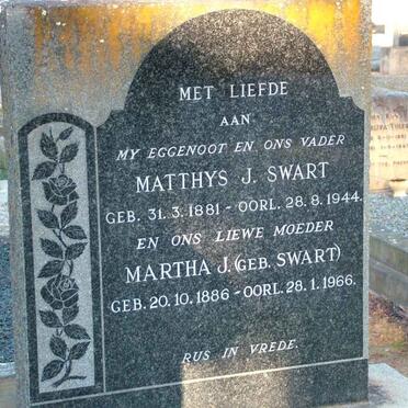 SWART Matthys J. 1881-1944 &amp; Martha J. SWART 1886-1966