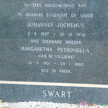 SWART Johannes Jochemus 1897-1976 &amp; Margaretha Petronella DE VILLIERS 1901-1980