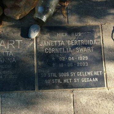 SWART Janetta Gertruida Cornelia 1929-2003