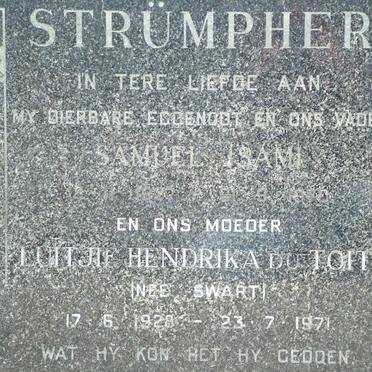 STRUMPHER Samuel 1927-1970 &amp; Luitjie Hendrika voorheen DU TOIT nee SWART 1928-1971