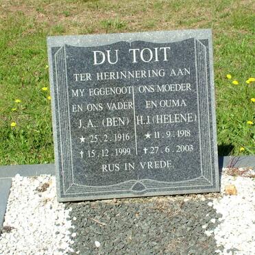 TOIT J.A., du 1916-1999 &amp; H.J. 1918-2003