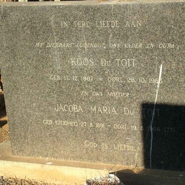 TOIT Koos, du 1887-1965 &amp; Jacoba Maria GILIOMEE 1891-1966