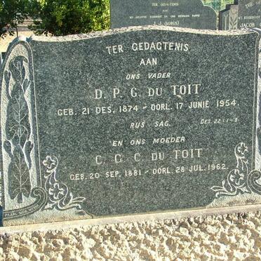 TOIT D.P.G., du 1874-1954 &amp; C.C.C. 1881-1962
