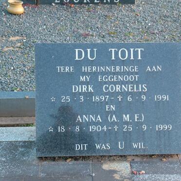 TOIT Dirk Cornelis, du 1897-1991 &amp; A.M.E. 1904-1999