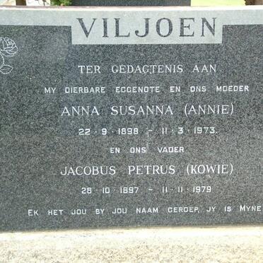 VILJOEN Jacobus Petrus 1897-1979 &amp; Anna Susanna 1898-1973