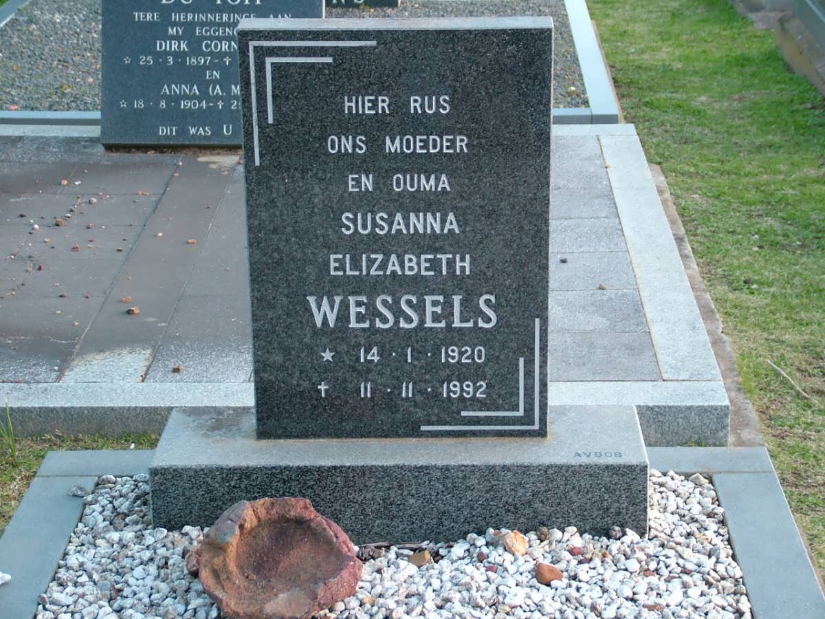 WESSELS Susanna Elizabeth 1920-1992