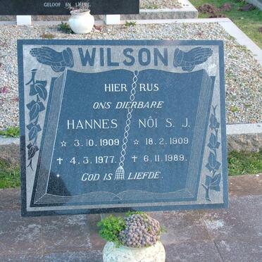 WILSON Hannes 1909-1977 &amp; S.J. 1909-1989