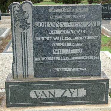 ZYL Willie J., van 1885-1971 &amp; Johanna S. GROENEWALD 1886-1945