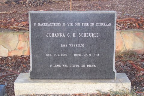 SCHEUBLÉ Johanna C.H. nee WESSELS 1910-1963