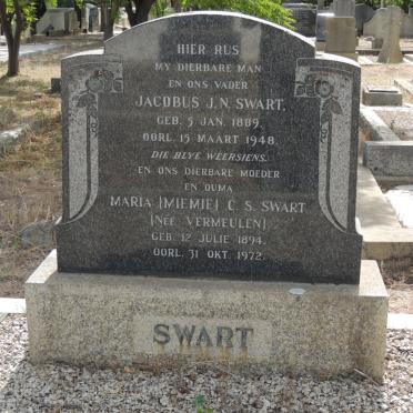 SWART Jacobus J.N. 1889-1948 &amp; Maria C.S. VERMEULEN 1894-1972