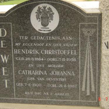 WET Hendrik Christoffel,de 1884-1956 &amp; Catharina Johanna VAN DEVENTER 1900-1982