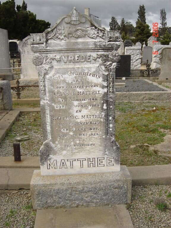 MATTHEE Elias L. 1846-1925 &amp; Helena C. GROENEWALD 1853-1925