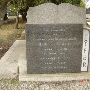 FYFER Johannes M. 1884-1971 &amp; Ellen LE ROUX 1884-1963