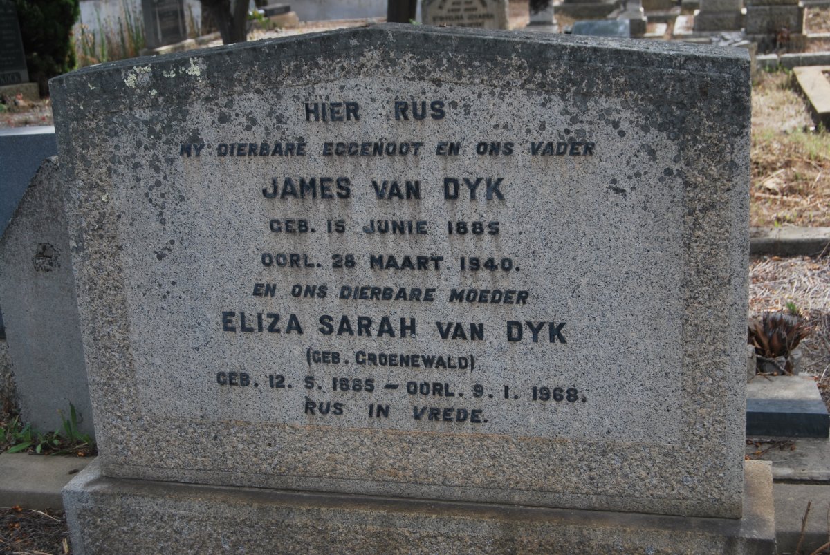 DYK James, van 1885-1940 &amp; Eliza Sarah GROENEWALD 1885-1968