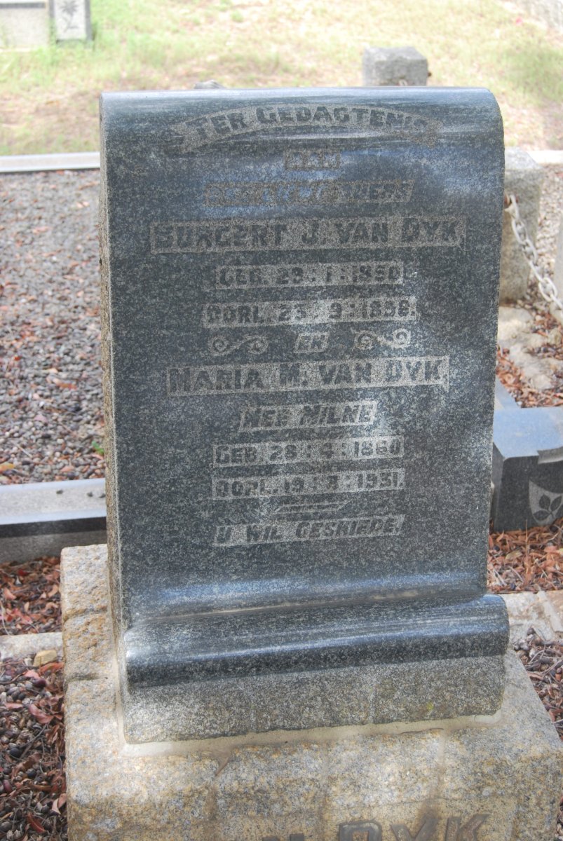 DYK Burgert J., van 1850-1898 &amp; Maria M. MILNE 1860-1931
