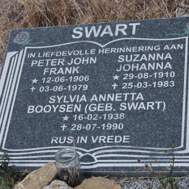 SWART Peter John Frank 1906-1979 &amp; Suzanna Johanna 1910-1983 :: BOOYSEN Sylvia Annetta nee SWART 1938-1990