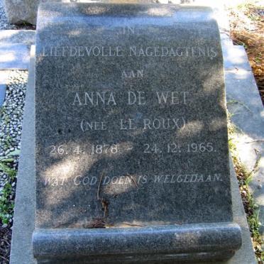 WET Anna, de nee LE ROUX 1878-1965
