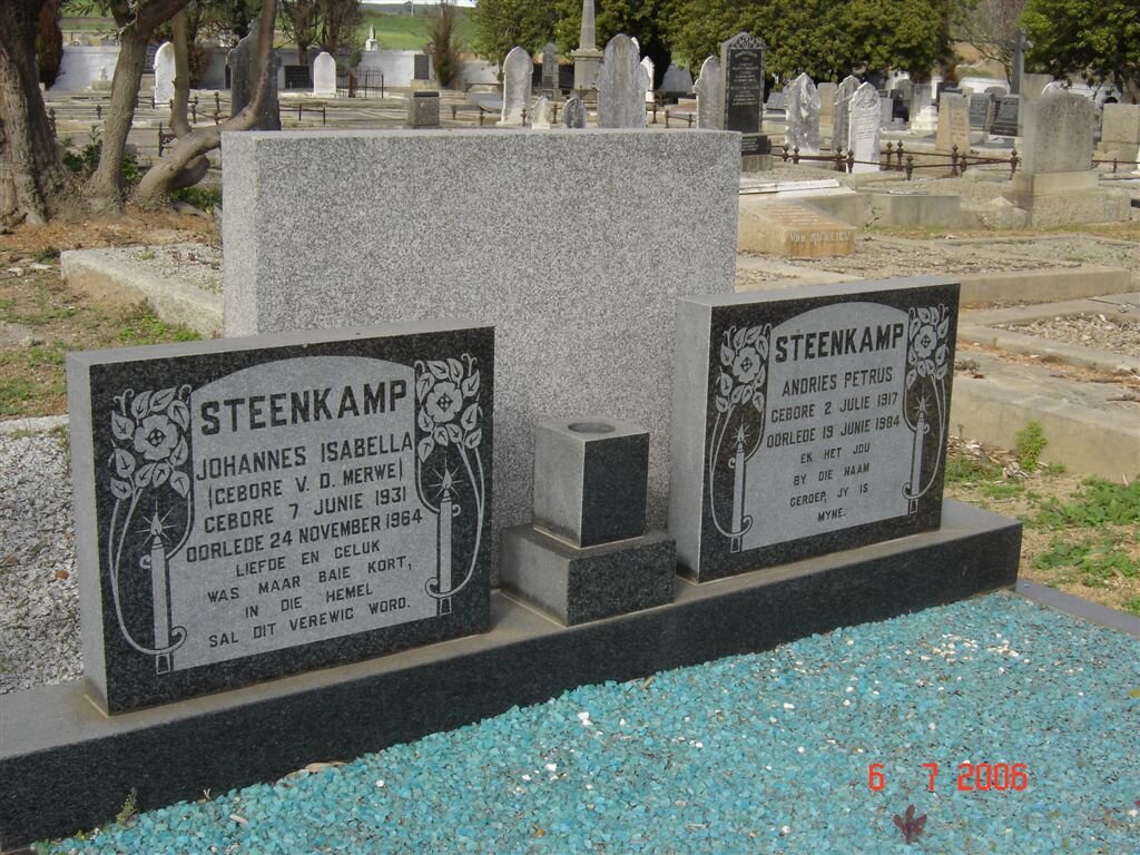 STEENKAMP Andries Petrus 1917-1994 &amp; Johannes Isabella V.D. MERWE 1931-1964