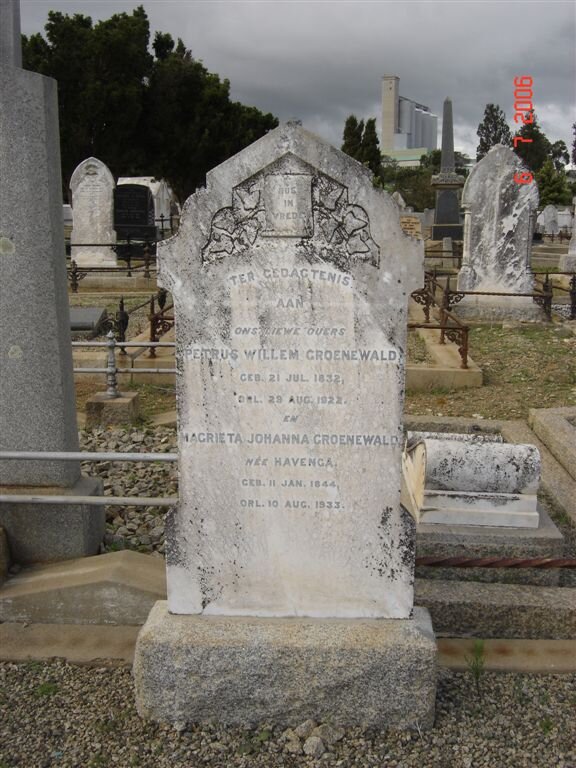 GROENEWALD  Petrus Willem  1838-1922 &amp; Magrieta Johanna HAVENGA 1844-1933