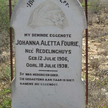 FOURIE Johanna Aletta nee REDELINGHUYS 1906-1938