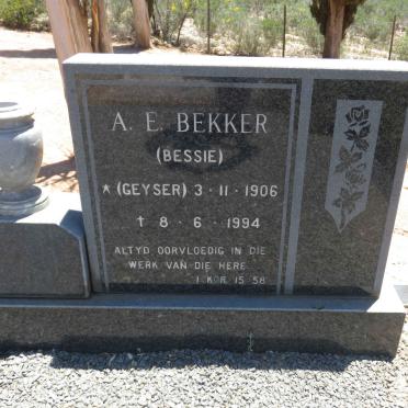 BEKKER A.E. nee GEYSER 1906-1994