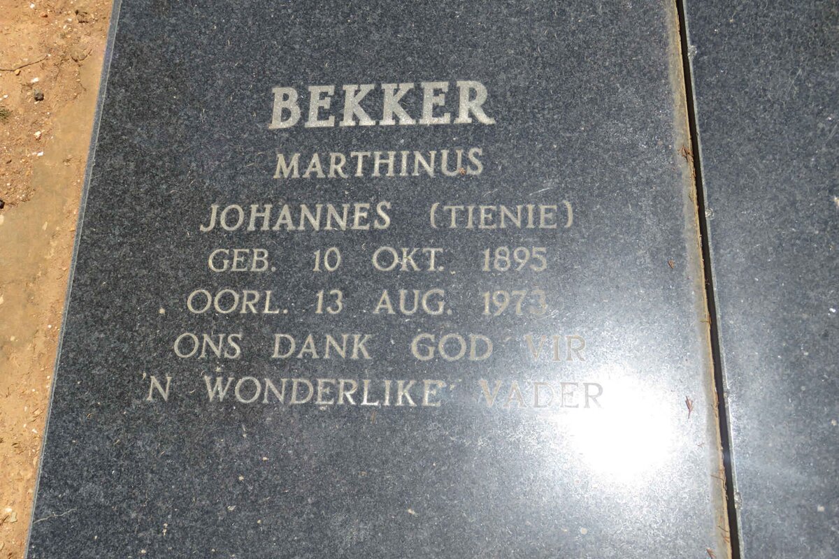 BEKKER Marthinus Johannes 1895-1973