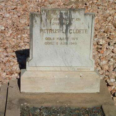 CLOETE Petrus J. 1875-1949